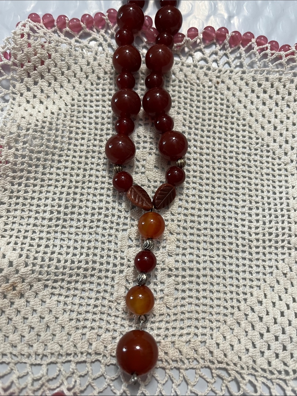 Handcrafted Deep Red Agate Beaded Necklace for Women